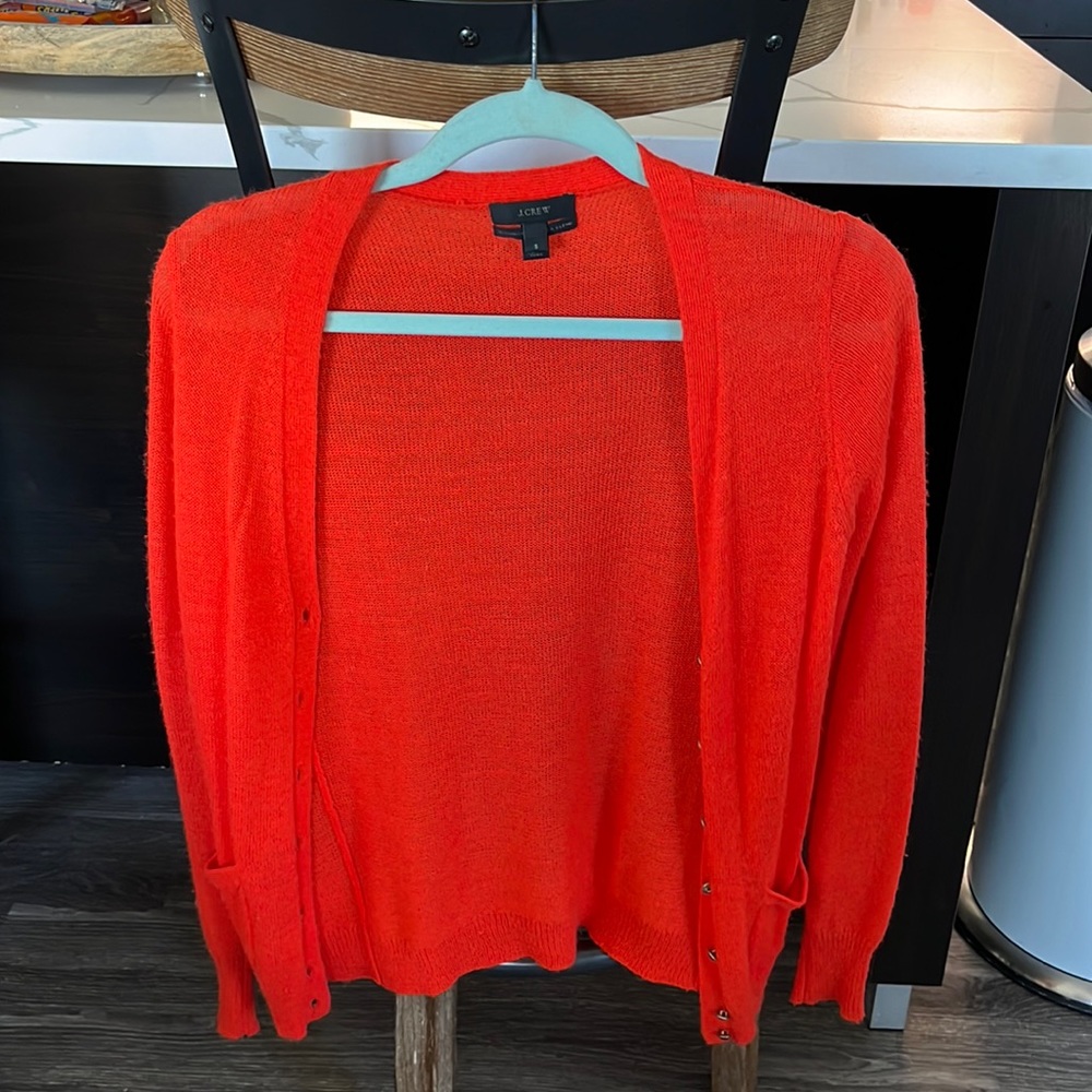 Orange J.Crew Italian-Spun Alpaca and Merino Wool Cardigan